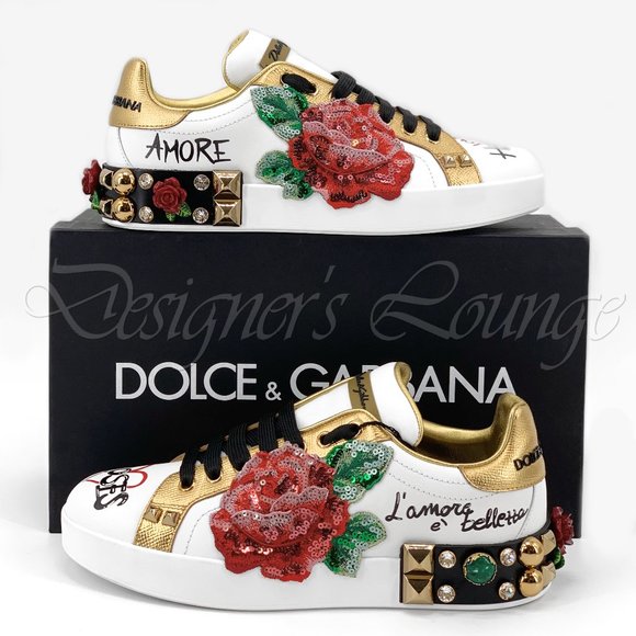 ⚡️SOLD! NEW DOLCE & GABBANA Roses Amore Portofino Sneakers - Picture 2 of 12